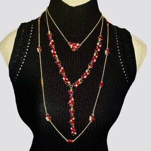 White House Black Market Gold & Pink Multi Layer Necklace